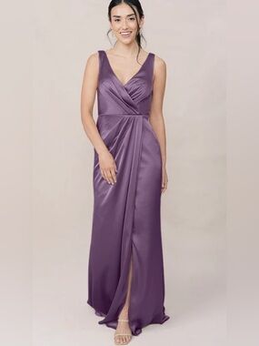 Revelry Satin V-Neck Maxi Dress Purple Size 16 - Worn once